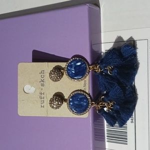 Ruff-Skch Women's Blue Chandelier Tassel Earrings.